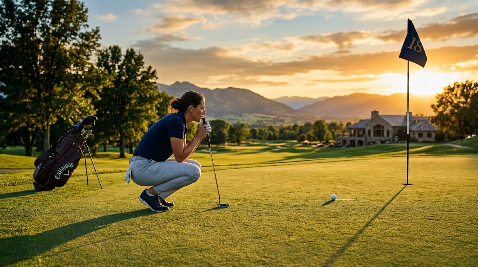 A player reading a putt