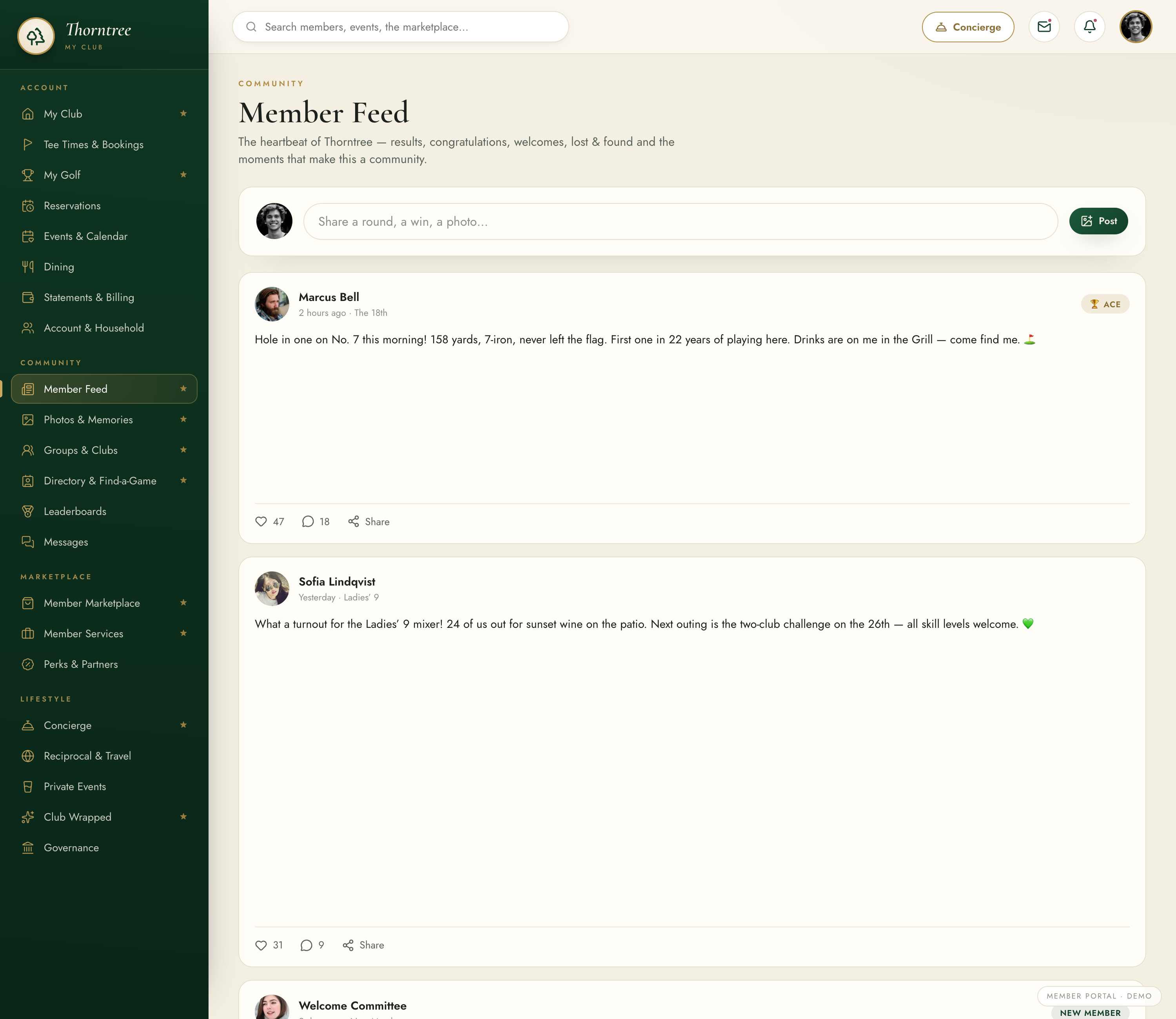 Member Feed — the heartbeat of the club: results, congratulations, welcomes and the moments that make a community
